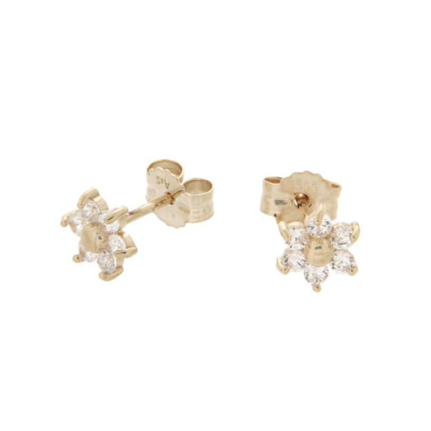 Gull øredobber 6mm med 6 zirconer