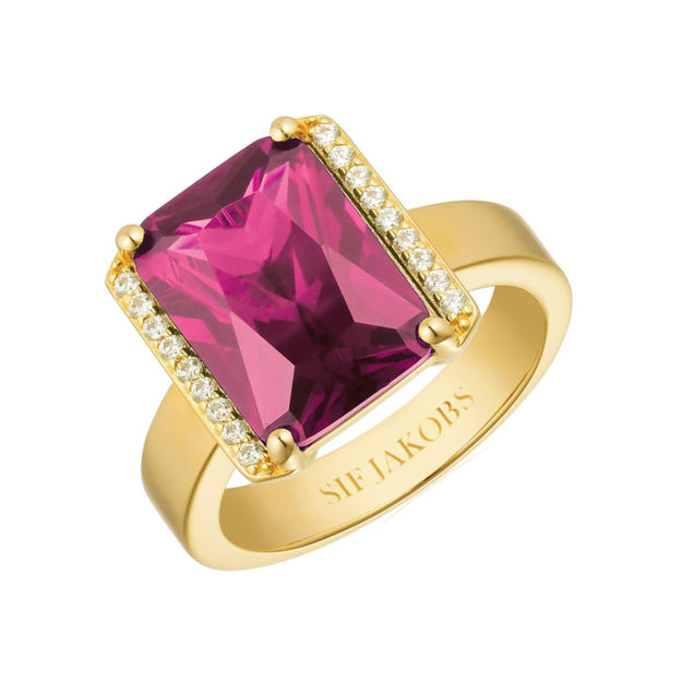 Bilde av Forgylt sølv ring Roccanova X-grande rosa zircon 14mm