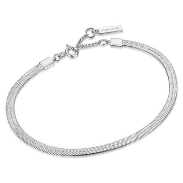 ANIA HAIE silver flat snake chain bracelet  B046-01H