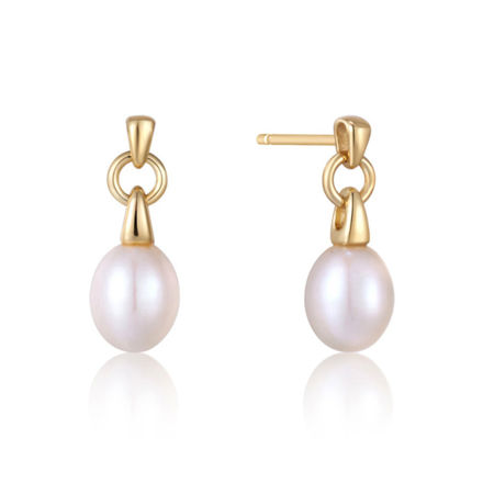 Bilde av ANIA HAIE pearl drop stund earrings goldplated silver E043-02G