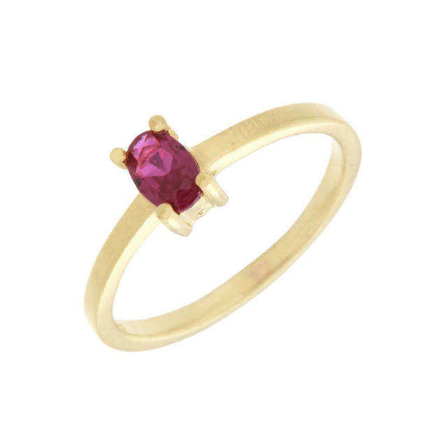 Forgylt sølv ring med cerise oval Cubic Zirconia