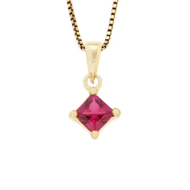 Forgylt sølv halssmykke CAIA med cerise Cubic Zirconia