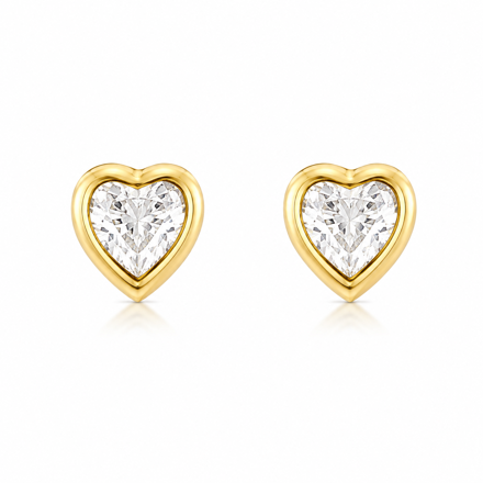 Forgylt sølv øredobber hjerte med blank Cubic Zirconia