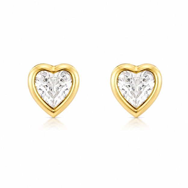 Forgylt sølv øredobber hjerte med blank Cubic Zirconia