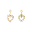 Forgylt sølv øredobber hjerte og Cubic Zirconia