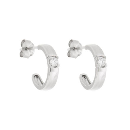 Rhodinrt sølv ørecreol 3x12,5mm med Cubic Zirconia