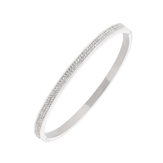 Stål armring 4mm med Cubic Zirconia