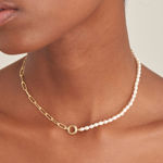 Bilde av ANIA HAIE pearl chunky link chain necklace goldplated silver  N043-01G