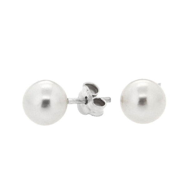 Sølv øredobber med 7mm hvit perle
