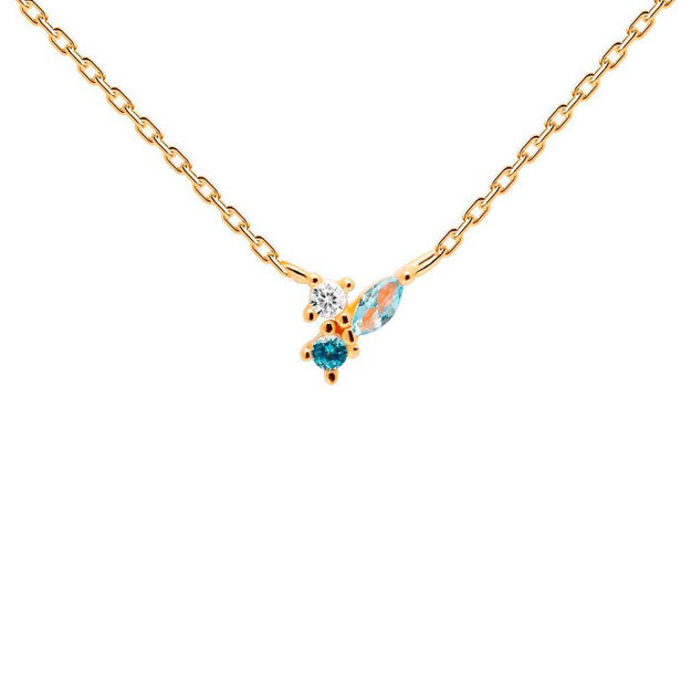 Midnight blue necklace goldplated CO01-176-U,55cm