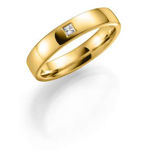 Gull giftering 4mm med diamant 0,05ct W/VS