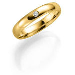 Gull giftering 3,5mm med diamant 0,03ct W/SI