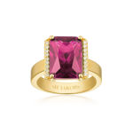 Forgylt sølv ring Roccanova X-grande rosa zircon 14mm