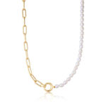 ANIA HAIE pearl chunky link chain necklace goldplated silver  N043-01G