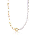 ANIA HAIE pearl chunky link chain necklace goldplated silver  N043-01G