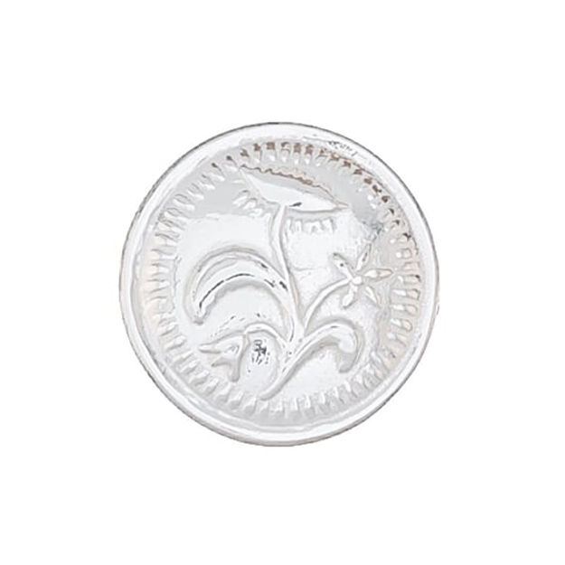 Knapp sølv liten med kort hempe16mm, hvit
