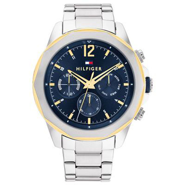 Tommy Hilfiger herreur 46mm blå skive og stål lenke