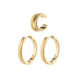 CARE recycled semi-hoop & cuff earrings gold-plated