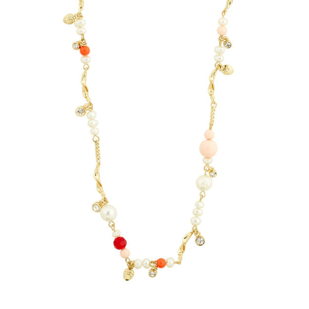 CARE crystal and freshwater pearl necklace gold-plated