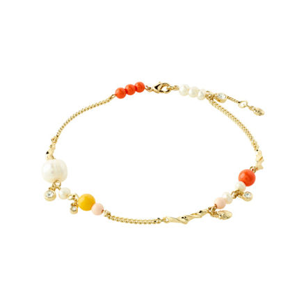 CARE crystal & freshwater pearl ankle chain gold-plated