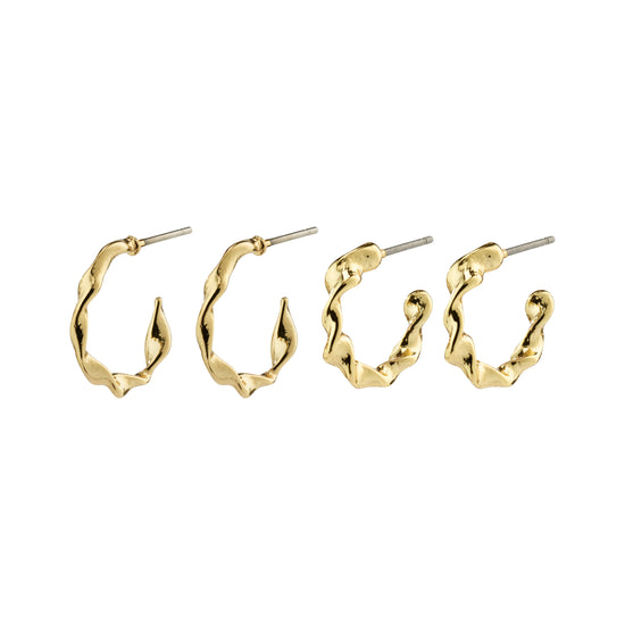 STORM recycled twirled hoop earrings 2-in-1 set gold-plated