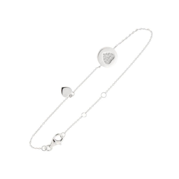 Armbånd rhodinert sølv hjerte og cubic zirconia