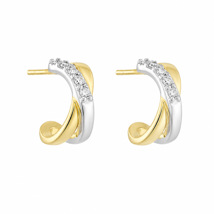 Sølv ørecreoler tofarget med Cubic Zirconia