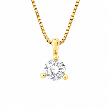 Forgylt sølv halssmykke med 7mm Cubic Zirconia
