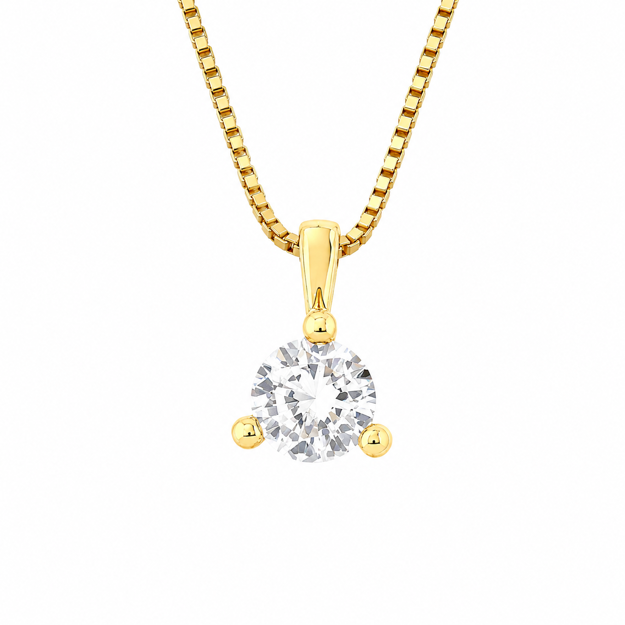 Forgylt sølv halssmykke med 7mm Cubic Zirconia