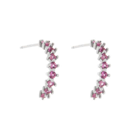 Rhodinert sølv øreringer rosa zirconer 3mm/16mm