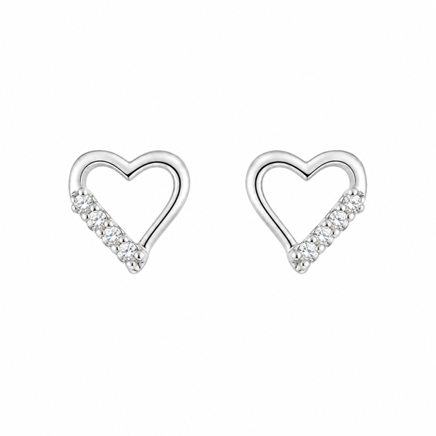 Sølv øredobber hjerte med Cubic Zirconia