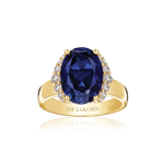 Ring forgylt sølv Ellisse Grande med blå zircon