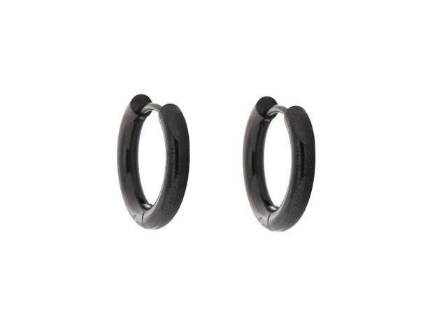 Stål øreringer svart 2,5mm bred, 22mm diameter, hengslet