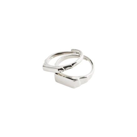 BLINK resirkulert ring 2-i-1-sett, sølvbelagt,justerbar