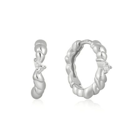 ANIA HAIE earrings twisted wave hoop silver plated E050-01H