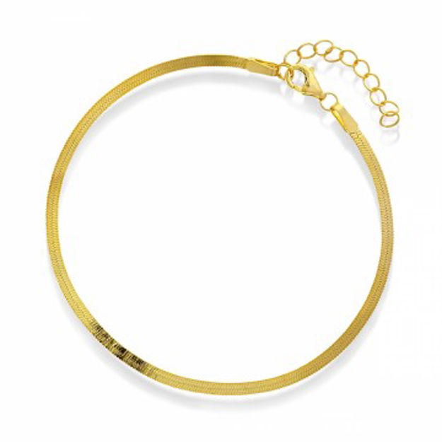 Armbånd slange i forgylt sølv. 17+3 cm