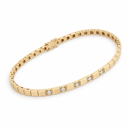 Gull armbånd allianse med diamanter 3x0.03ct = 0,09ct TW/SI 18.5cm