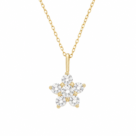 Gull halskjede med zircon rosett 44+2cm