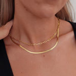 Forgylt sølv halskjede flat slange 45cm