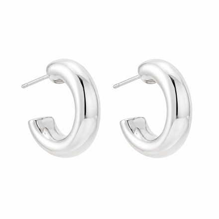 Rhodinert sølv ørecreol glatt 6mm/20mm