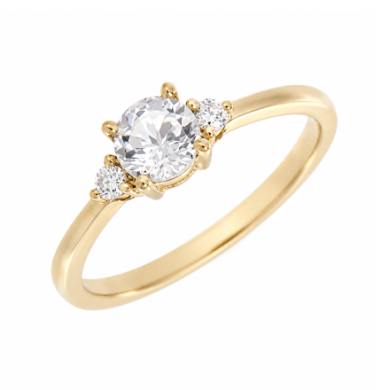 Gull ring med 5mm hvit topas og diamanter 0,06ct TW/SI