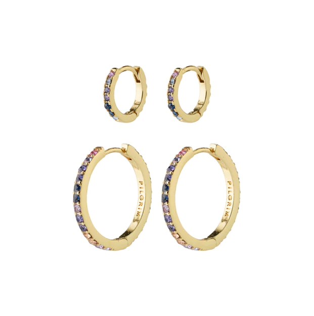 REIGN recycled hoops, 2-in-one set, gold-plated