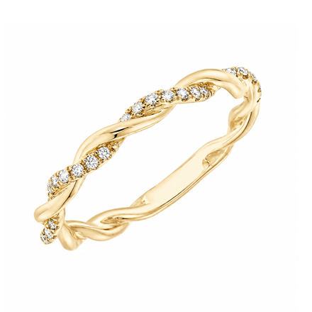 Gull ring snaret med diamanter 0,11ct TW/SI