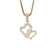 Gull halssmykke dobbelhjerte med zirconer