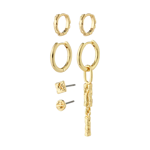 STAR recycled earrings, 3-in-1 set, gold-plated
