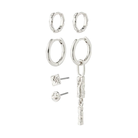 STAR recycled earrings, 3-in-1 set, silver-plated