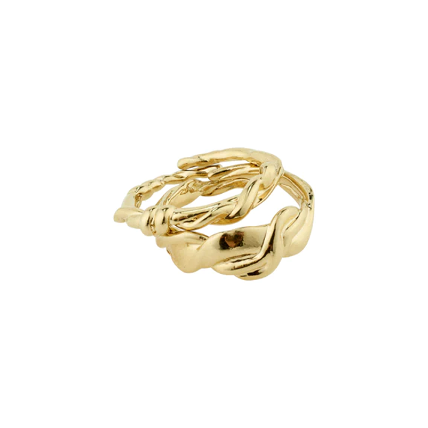 SUN recycled ring, 2-in-1 set, gold-plated