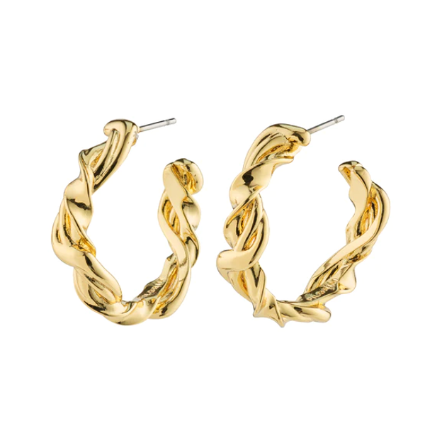 SUN recycled twisted hoops gold-plated