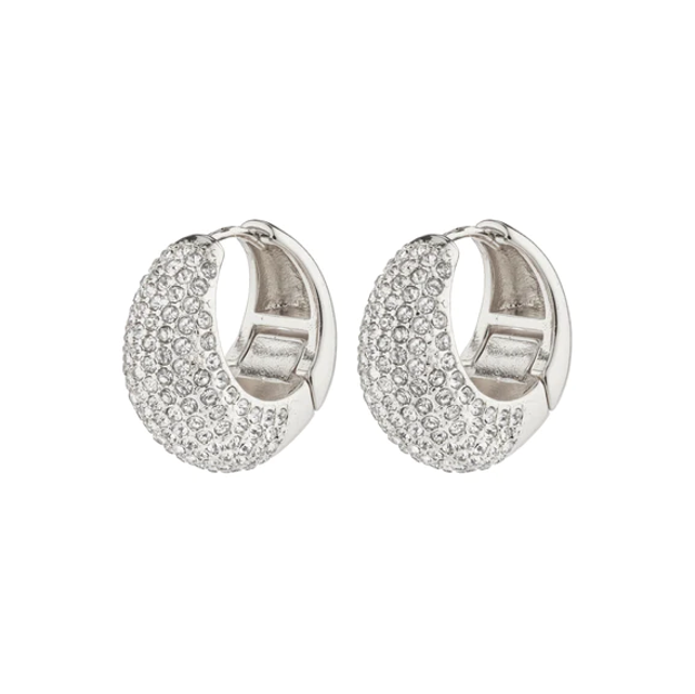 NAOMI recycled crystal hoops silver-plated