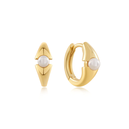 ANIA HAIE earrings pearl hoops 14mm, E054-03G